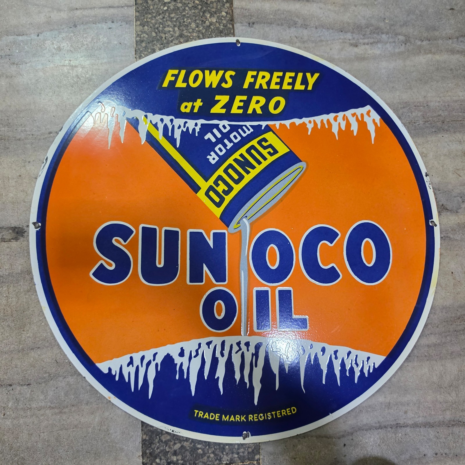 SUNOCO OIL PORCELAIN ENAMEL SIGN 29 X 29 INCHES