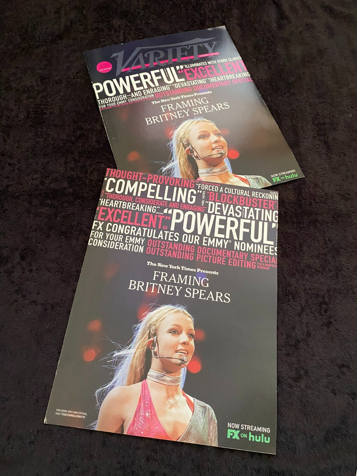 FRAMING BRITNEY SPEARS two 2021 Emmy ads for Outstanding Documentary Special