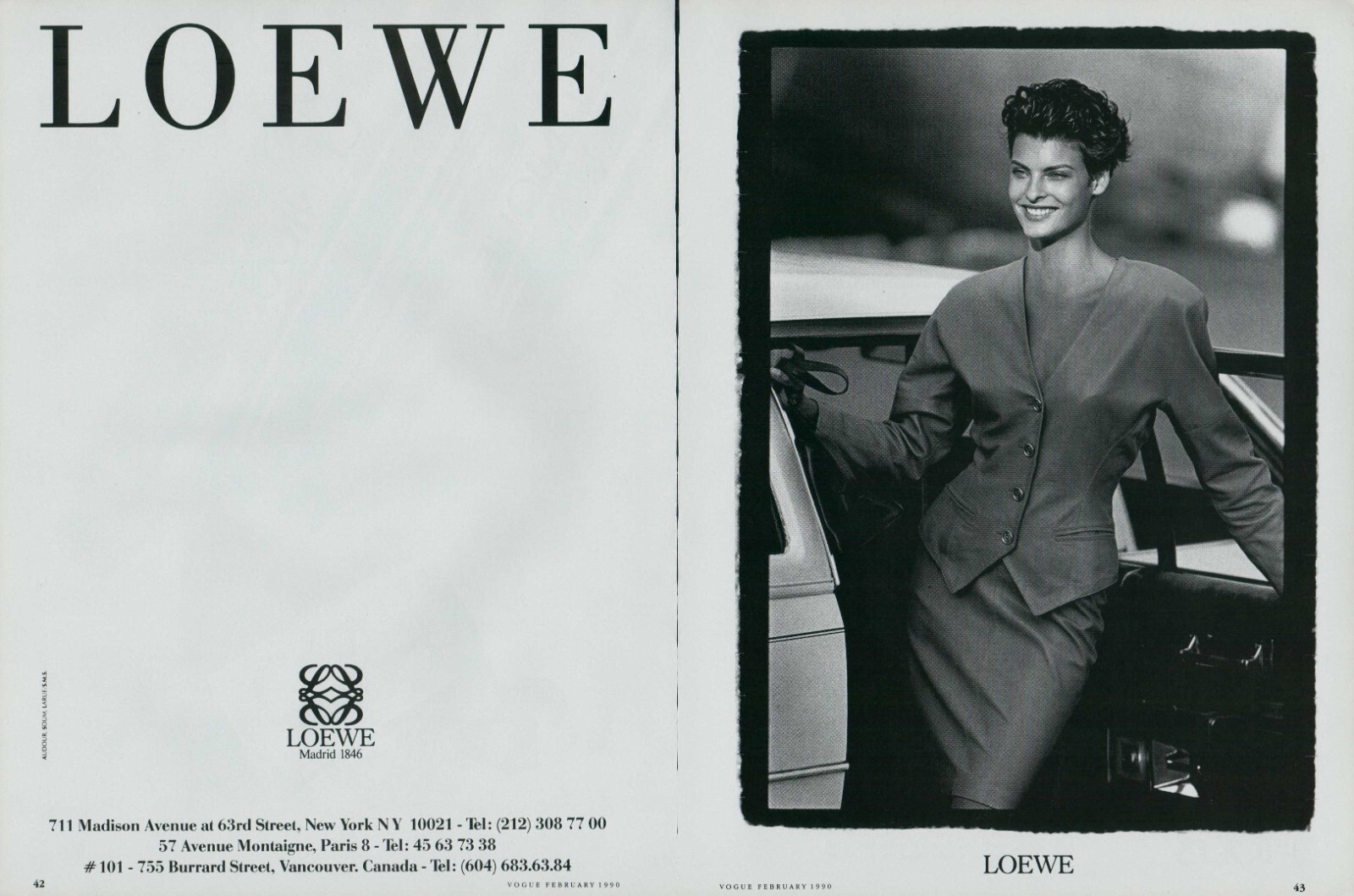 Linda Evangelista Loewe Magazine Print Ad Advert Peter Lindbergh Fashion 2p 1990