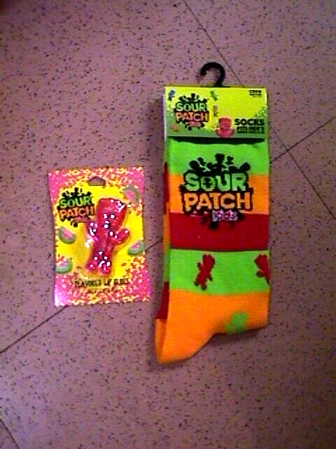 SOUR PATCH KIDS Candy Logo SOCKS & Watermelon LIP GLOSS set ad icon logo trendy
