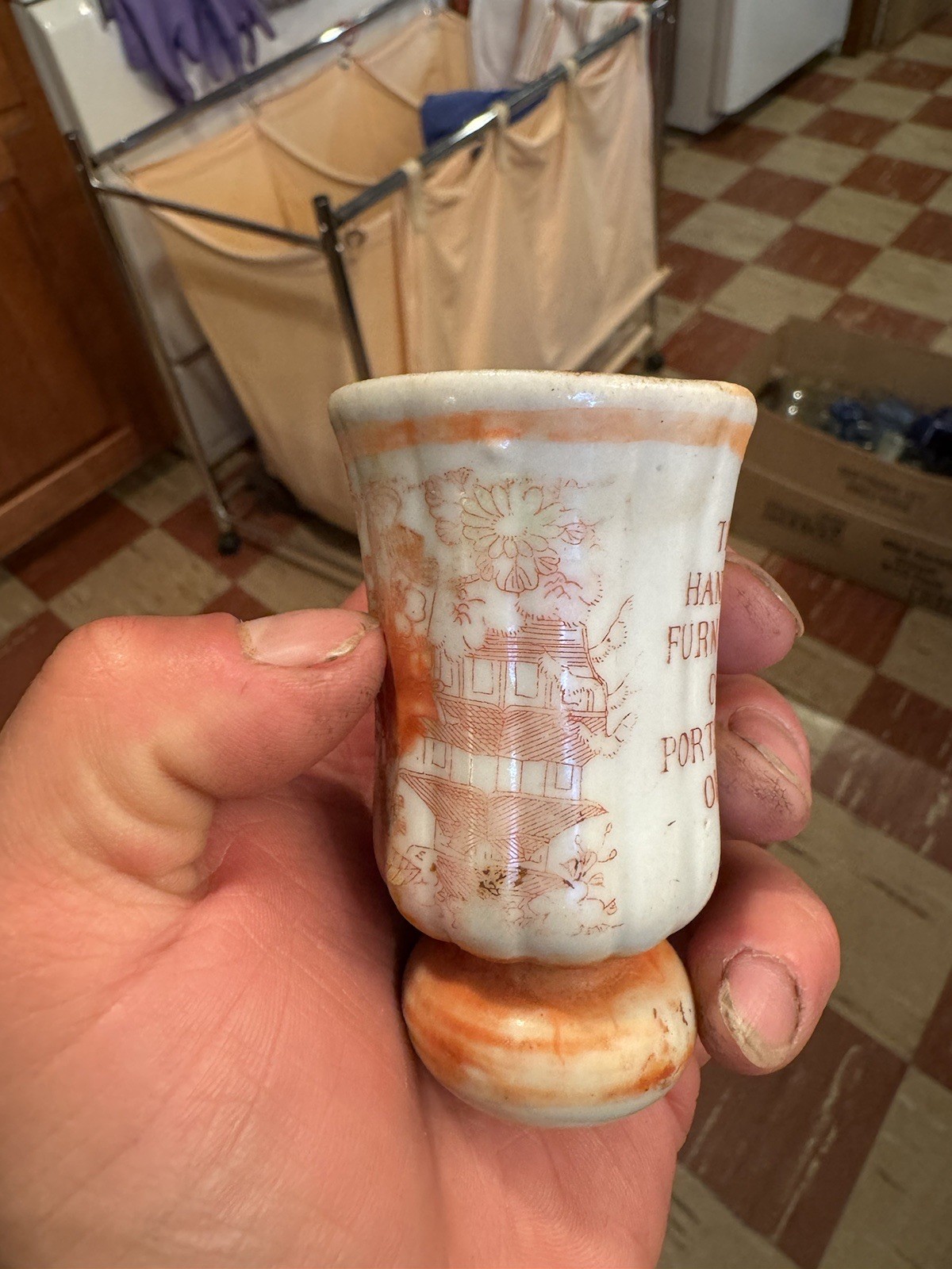 The Hansen Furniture Co Portsmouth OH Ohio Advertising Ceramic Shaker 1910s Era