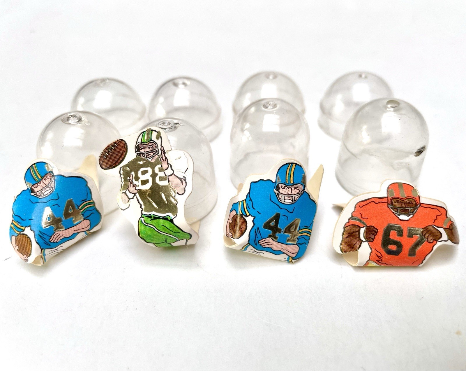 4 Vintage 1970s FOOTBALL TEAM PLAYER Gum Vending Machine Prize Capsule STICKER