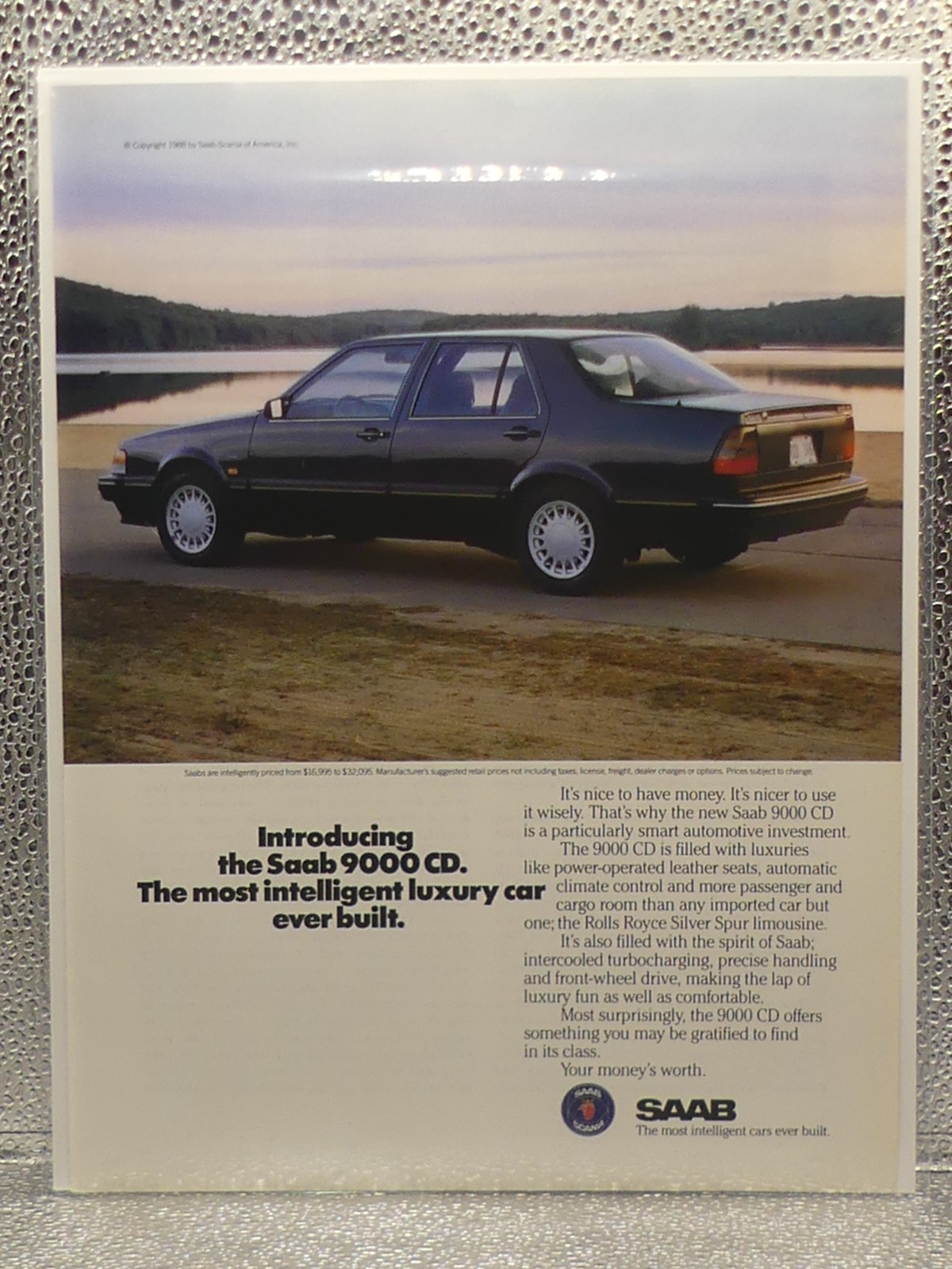 Vintage Saab 9000 CD Automobile Scania Car 1988 Print Advertising Full Page Ad
