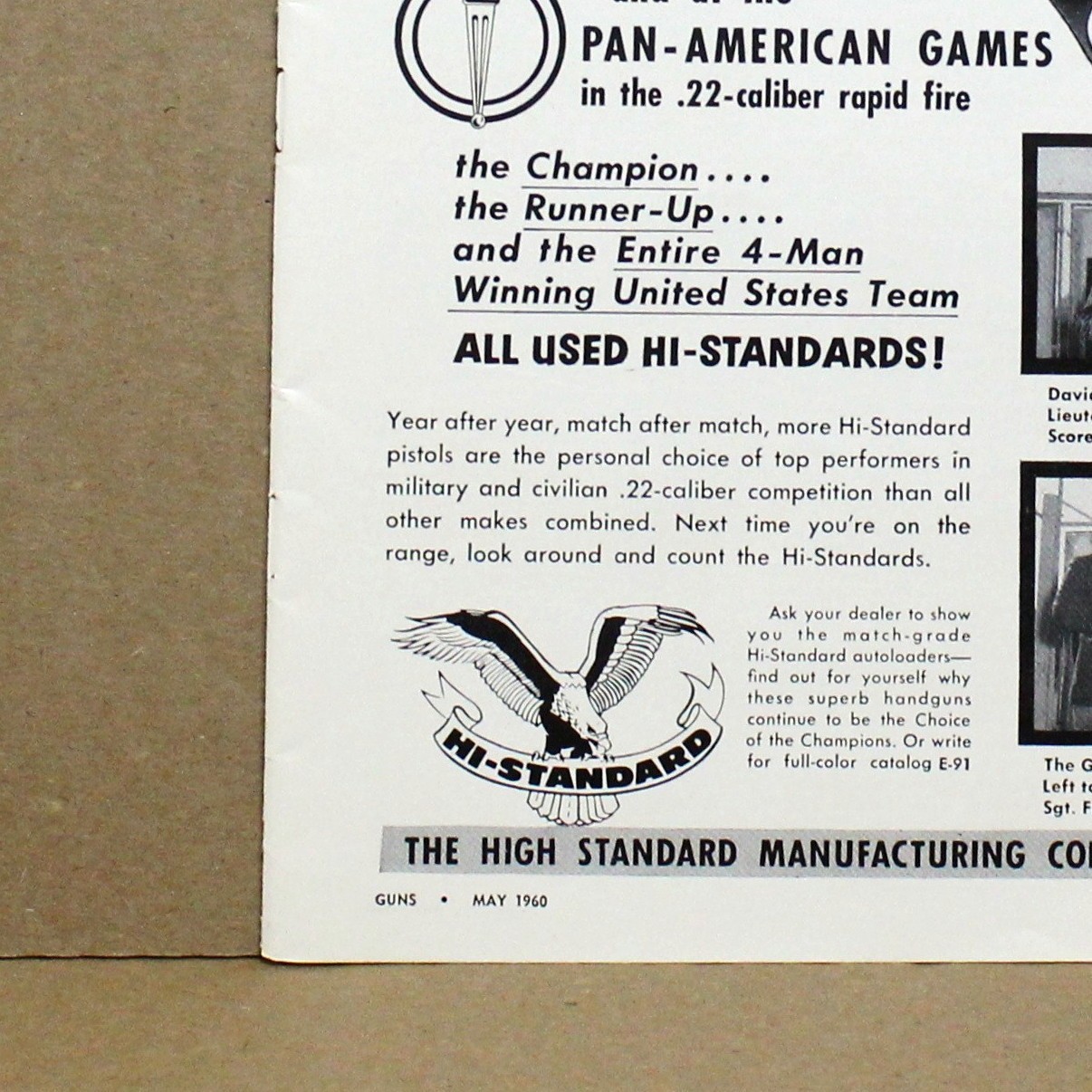 1960 Hi-Standard Pistol Manufacturing Corporation magazine advertisement 0272
