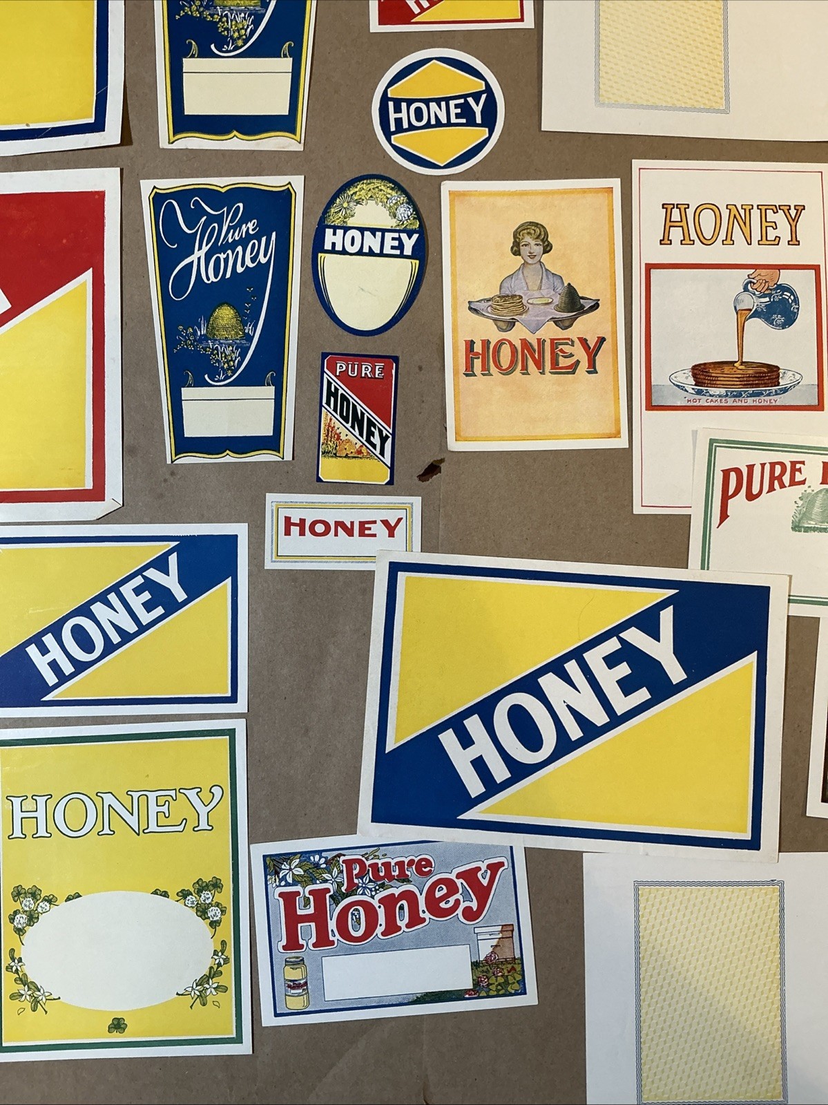Group Of Early 1900s Printer Samples Blank Labels Pure Honey INV-P1179A