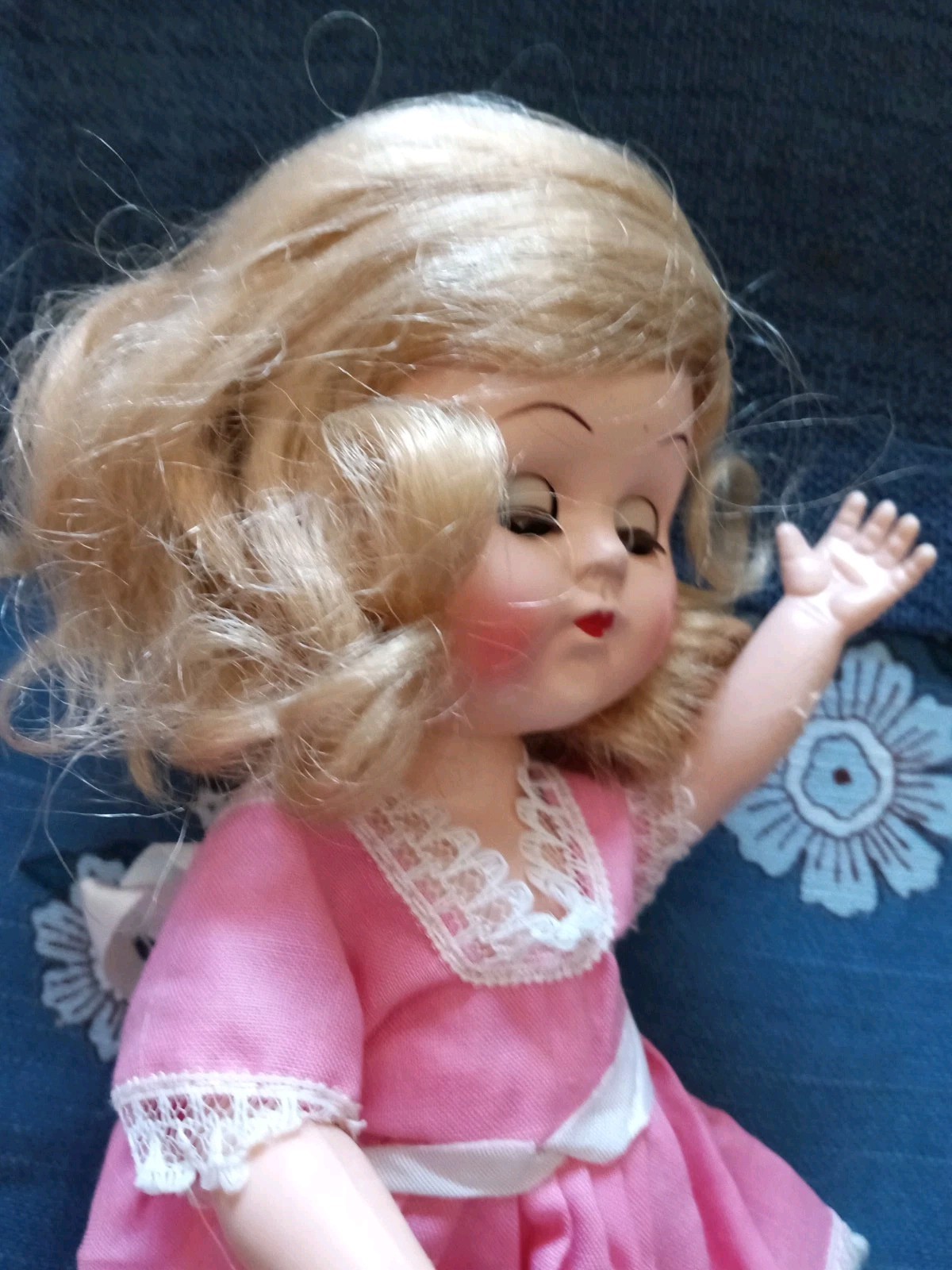 Vintage Fab Laundry Soap 9″ Plastic Doll Promotional 1950’s Pink Dress, Blonde