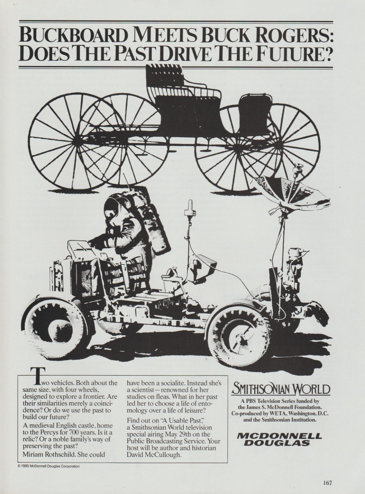 1985 A Usable Past -“Buckboard Meets Buck Rogers”- Astronaut- PBS Promo Print Ad