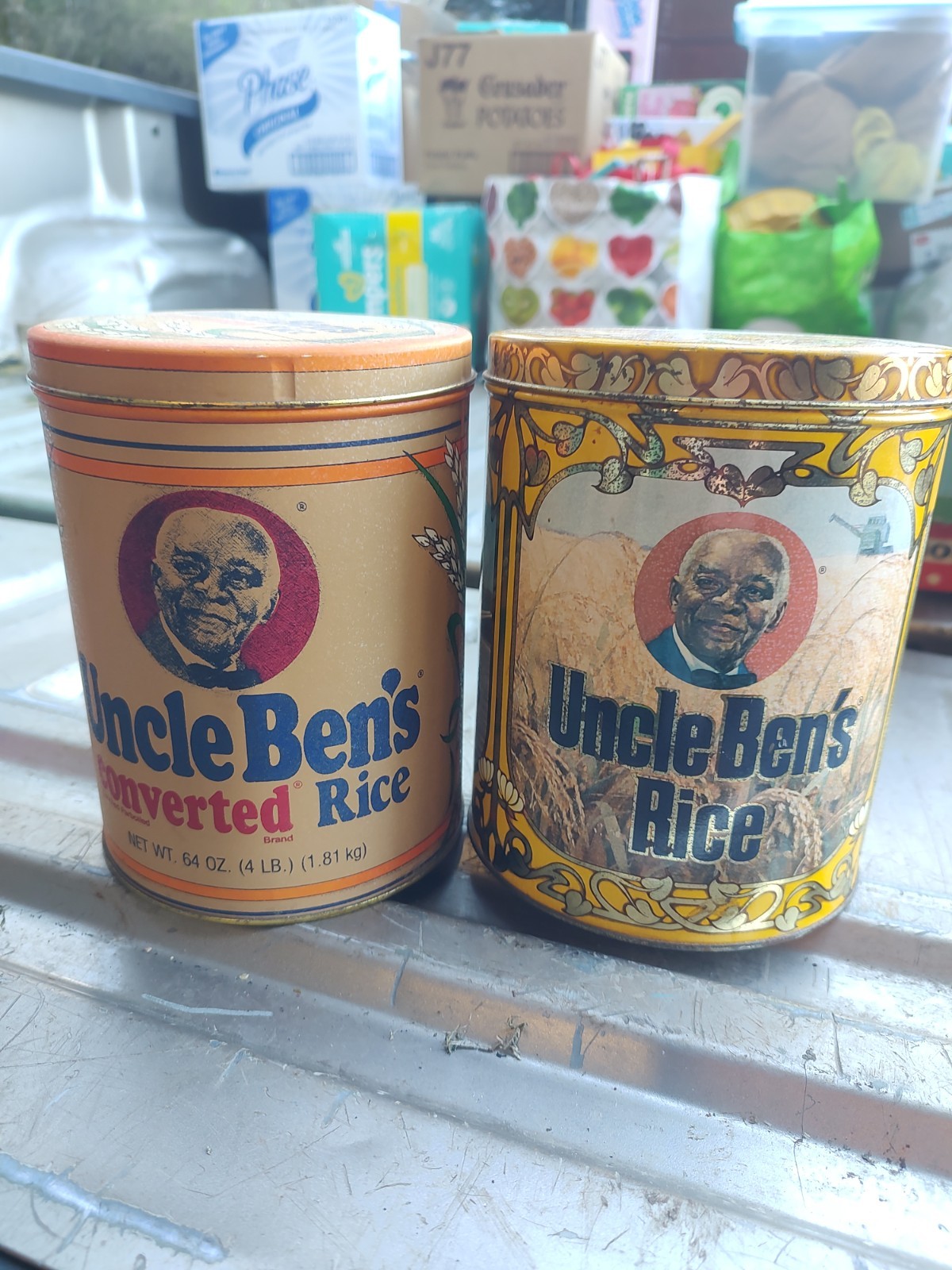 Vintage Uncle Ben’s Rice tins area collectible item featuring the brand’s iconic