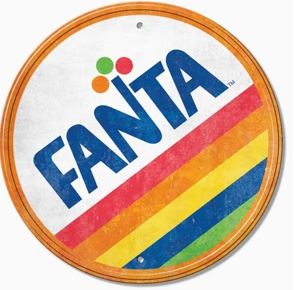 Fanta Soda Pop Sign Round Metal Vintage Advertising Sign Made in USA