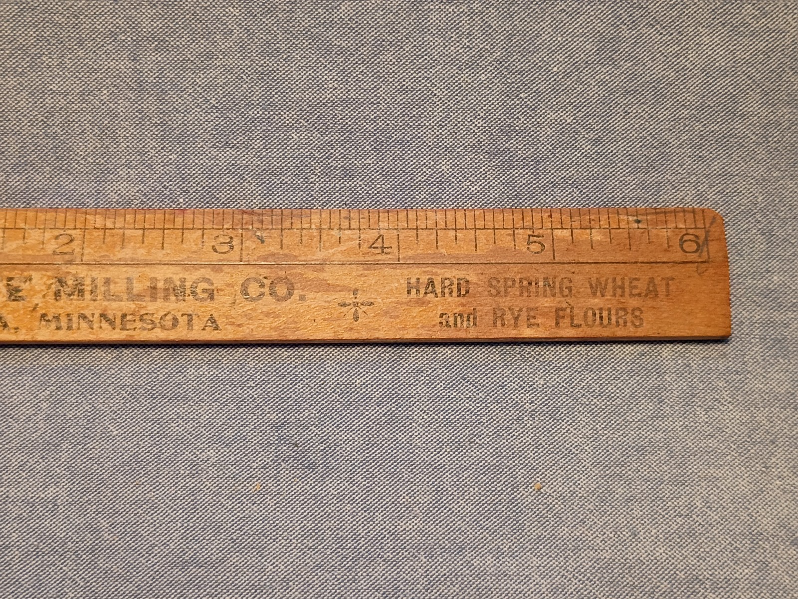 Vintage Bay State Milling Co & Wingold Flour Wooden 6″ Ruler -used-