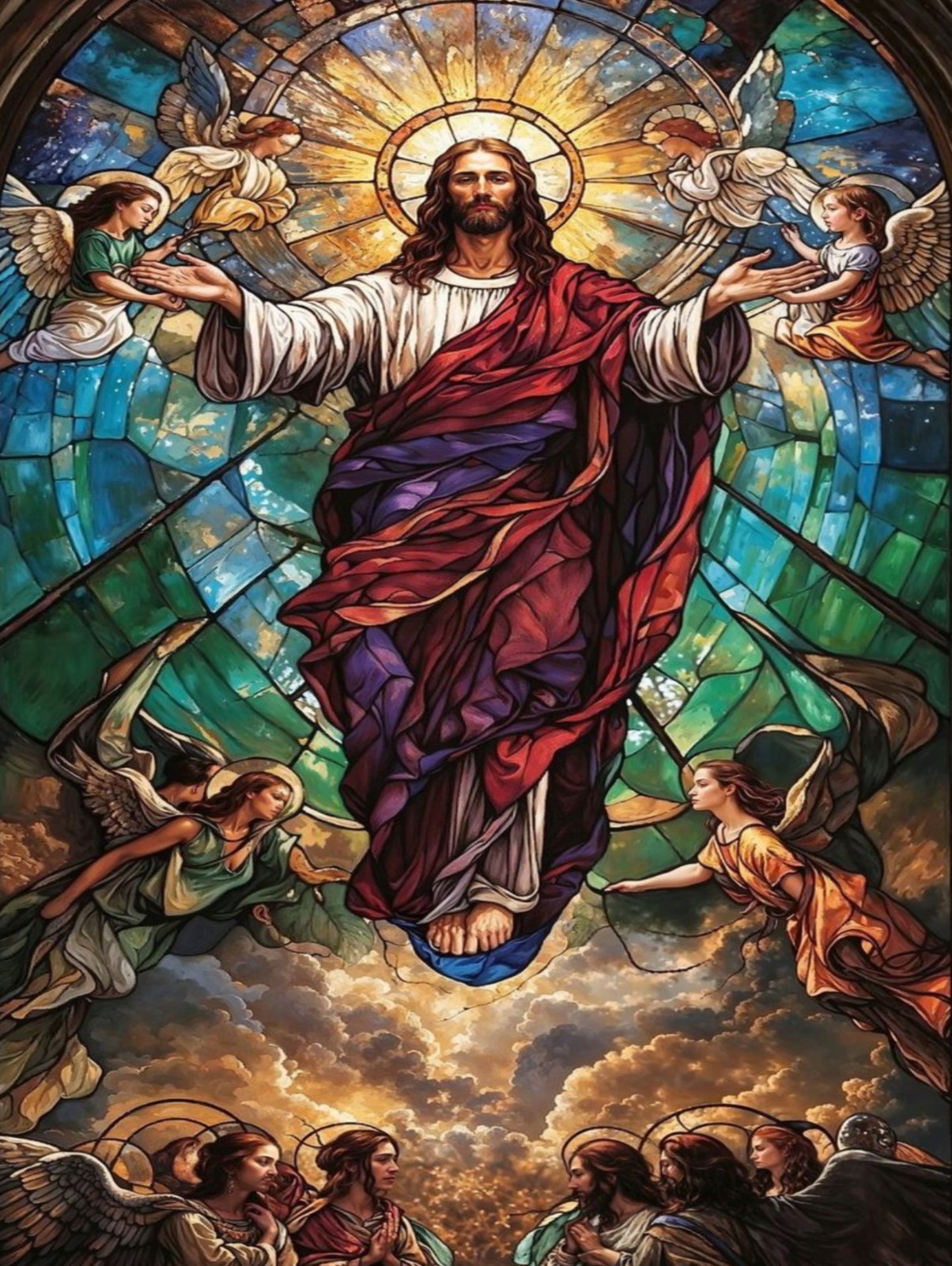 Jesus stain glass wall art metal sign