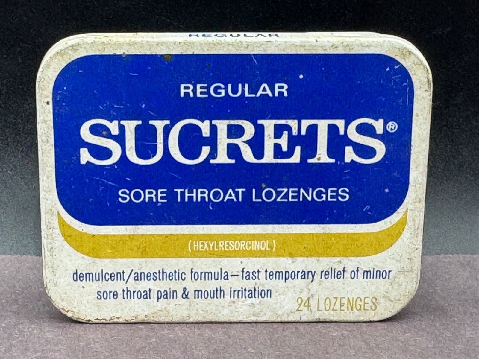 Vintage Sucrets Tin Metal Regular Lozenges Box w/ Original Insert Sheet USA