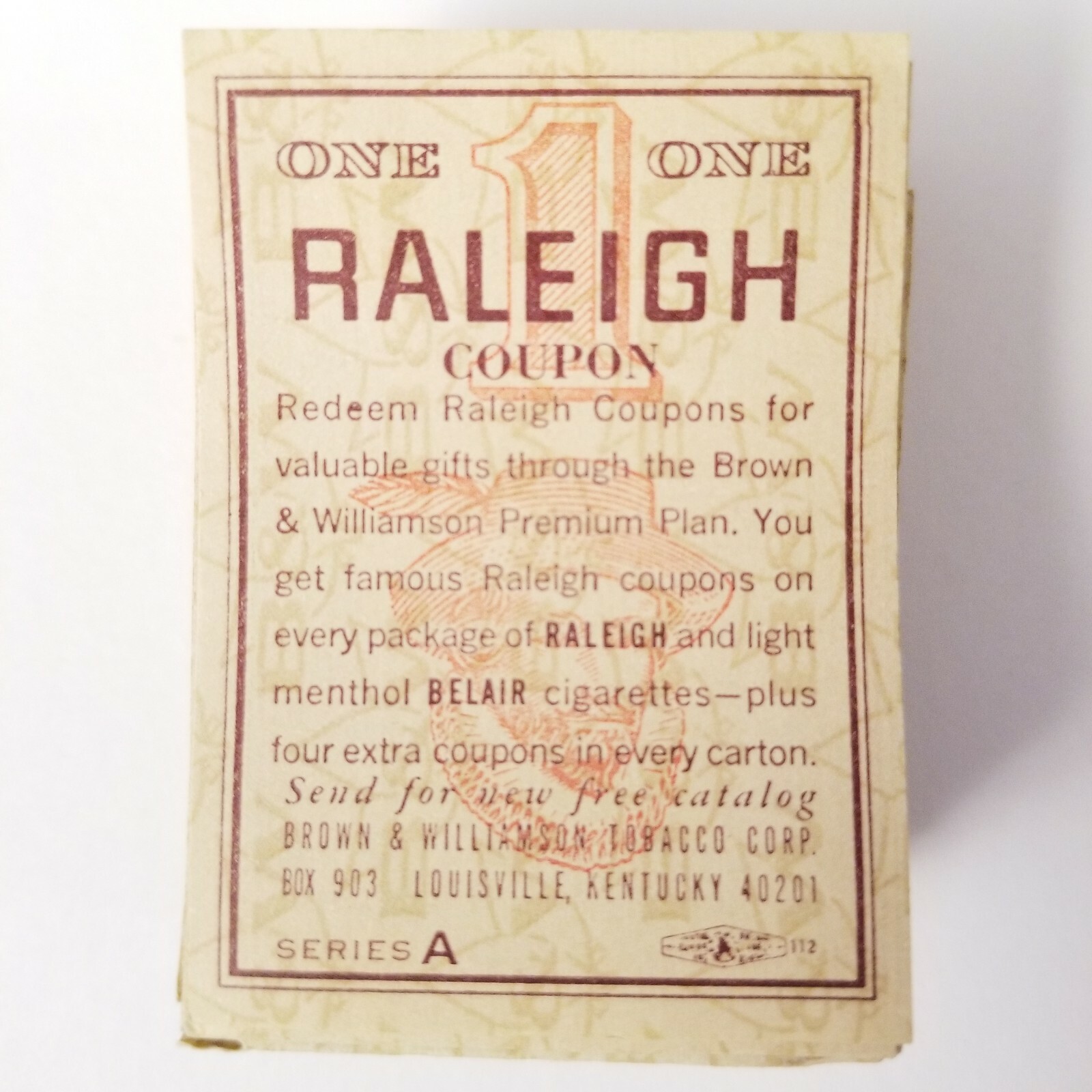 Lot of 100 Vintage 1970s B&W Coupons from Raleigh & Belair Cigarettes Series A