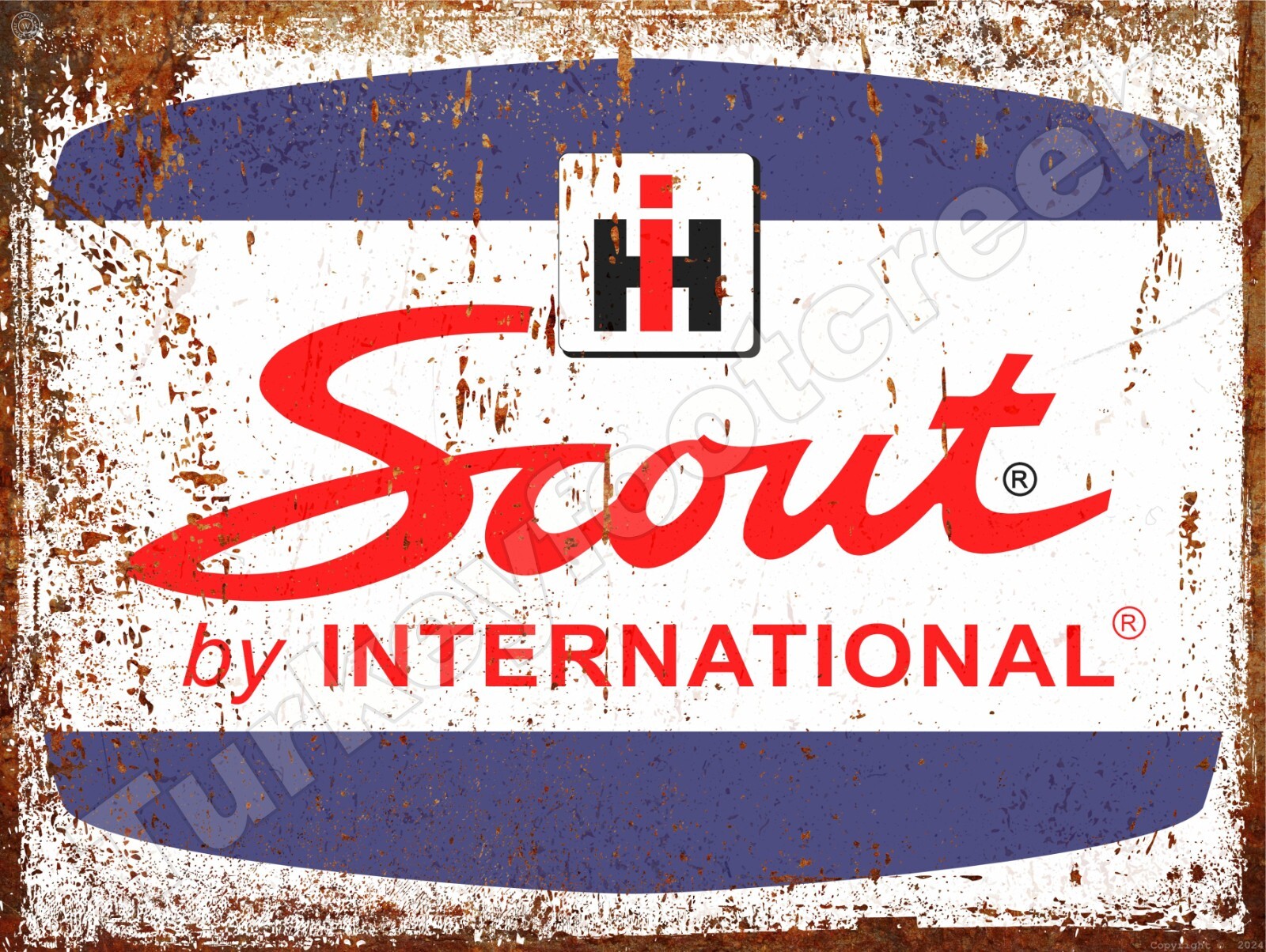 Rust Look International Harvester Scout Metal Sign 3 Sizes to Choose From