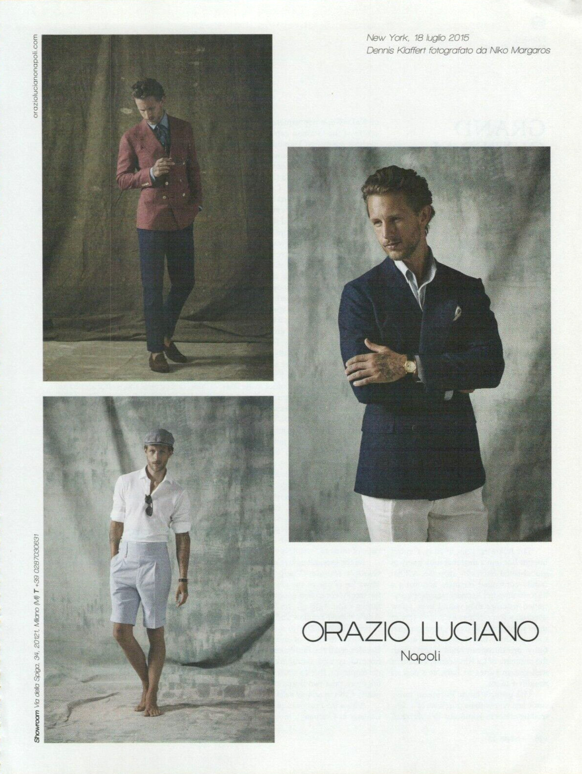2015 Orazio Luciano Men’s Style Dennis Klaffert Nikko Margaros VINTAGE PRINT AD