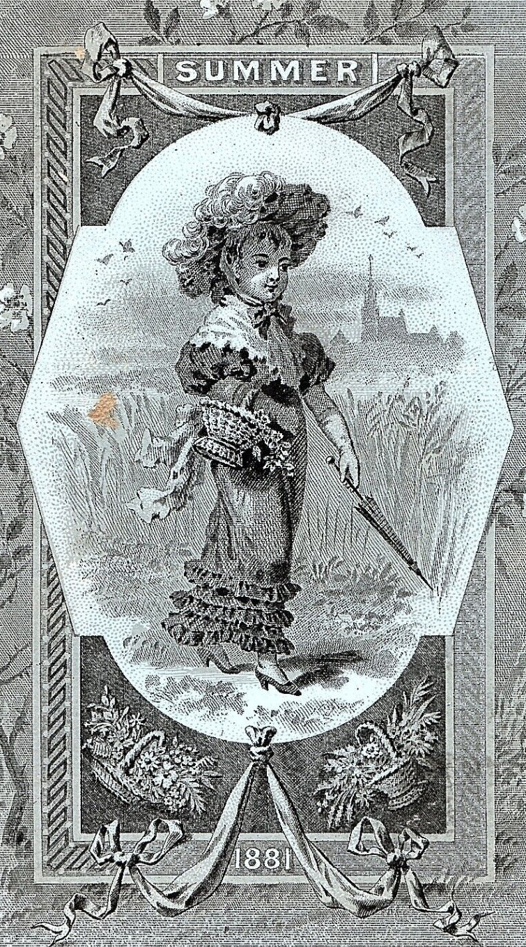 1881 Clark’s ONT Spool Cotton Summer Spring New Colors Girl Fancy Long Dress Hat
