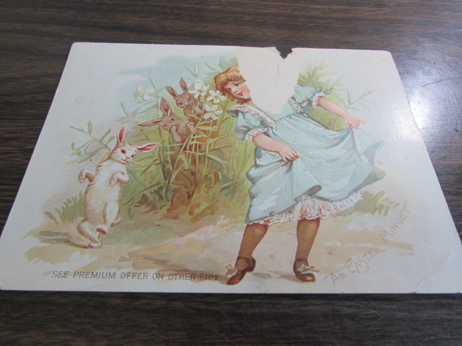 VICTORIAN TRADE CARD – THE WOOLSON SPICE CO – LION COFFEE – AN EASTER MINUTE