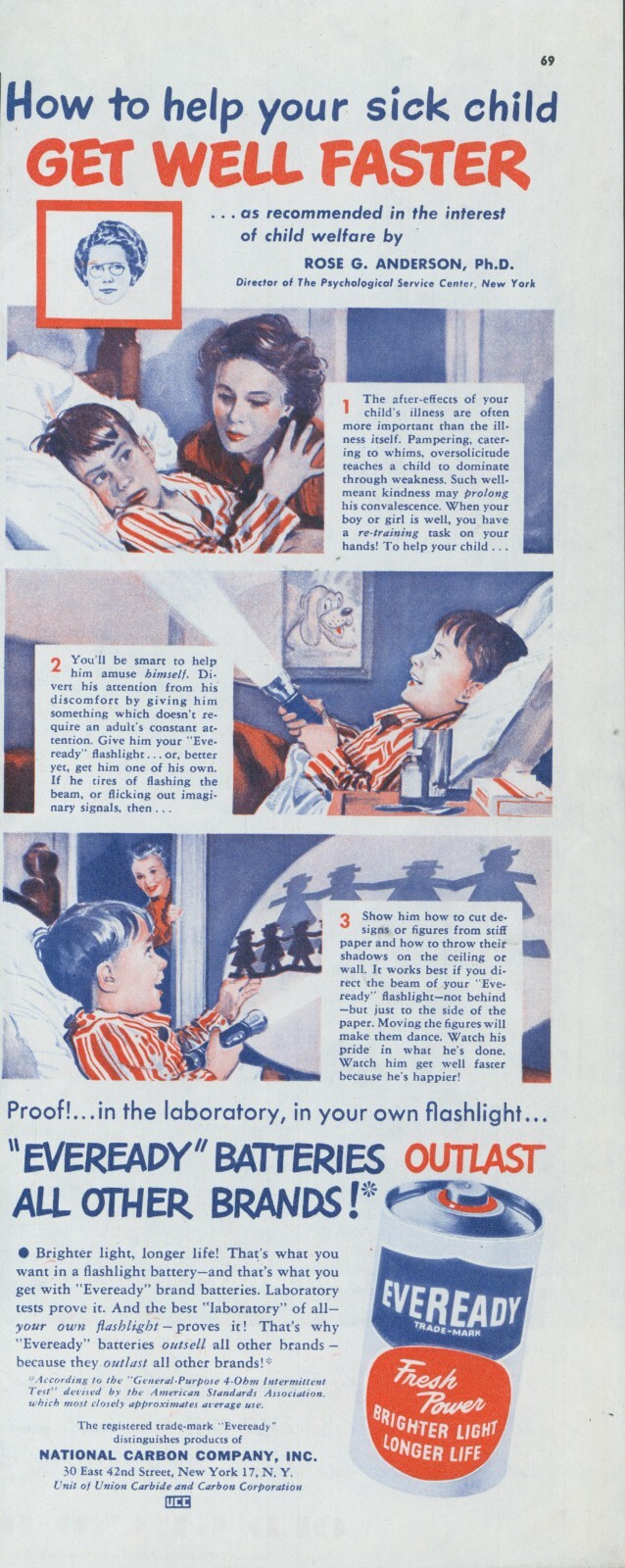 1948 Eveready Battery Shadow Play Sick Child Entertainment Vintage Print Ad C11