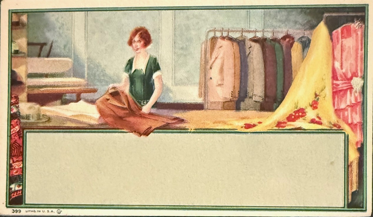 Antique Victorin Lot of 6-1900-1920 Business or Trade Card BLANKS Lady IRONING