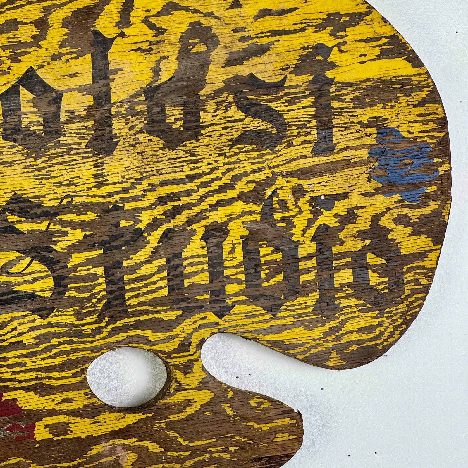 Double Sided 19th C “Colosi Art Studio” Wood Trade Sign, Artist Palette Shape