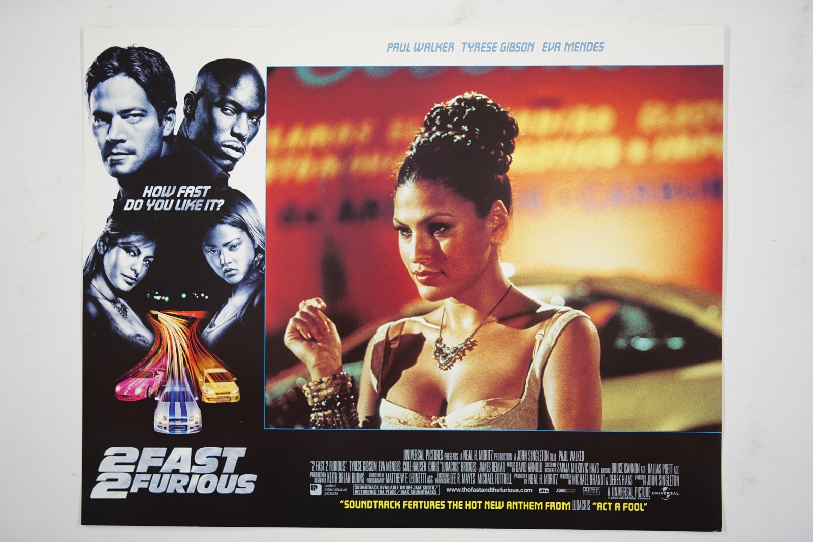 2 FAST AND 2 FURIOUS The Lot Set of 7 Orig. Movie Lobby Cards 2003 & PAUL WALKER