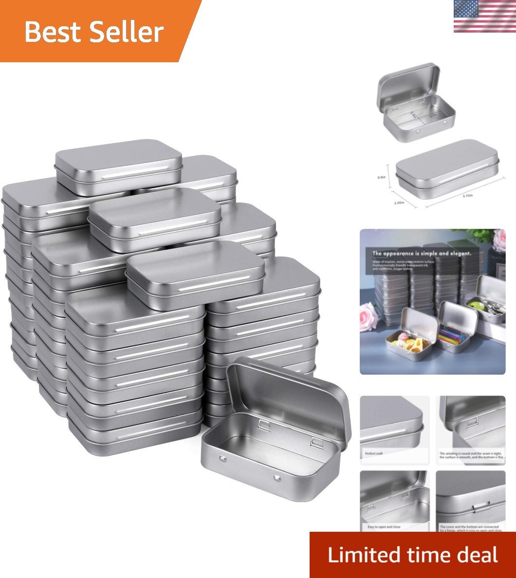 Durable Airtight Rectangular Tins – 40 Pack for Crafts & Home Organization