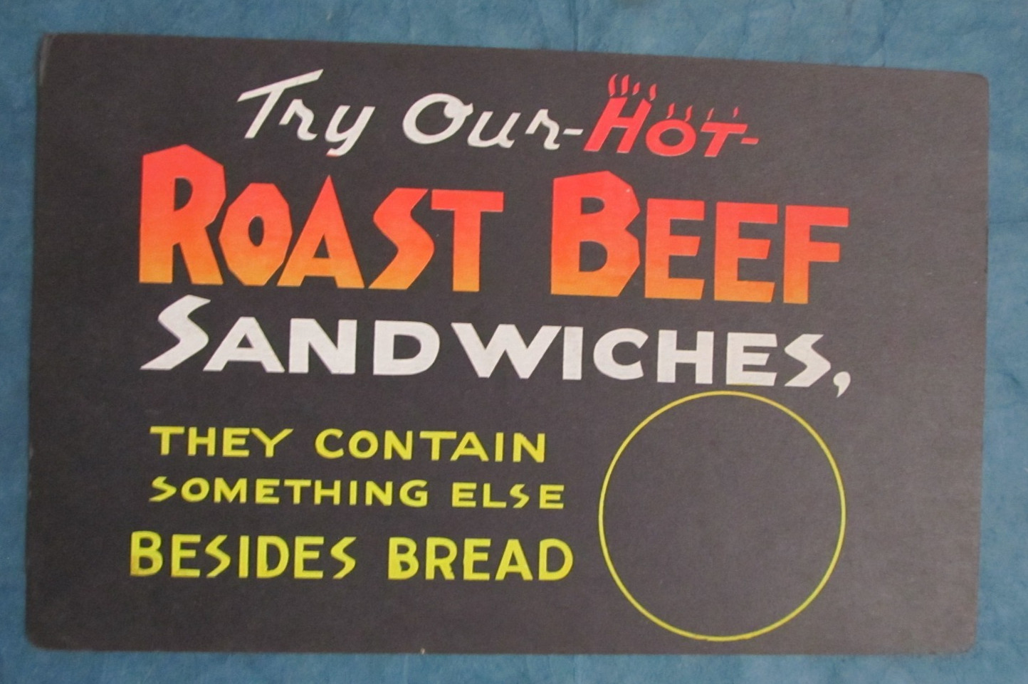 Vintage …” Hot Roast Beef Sandwiches”… Diner sign