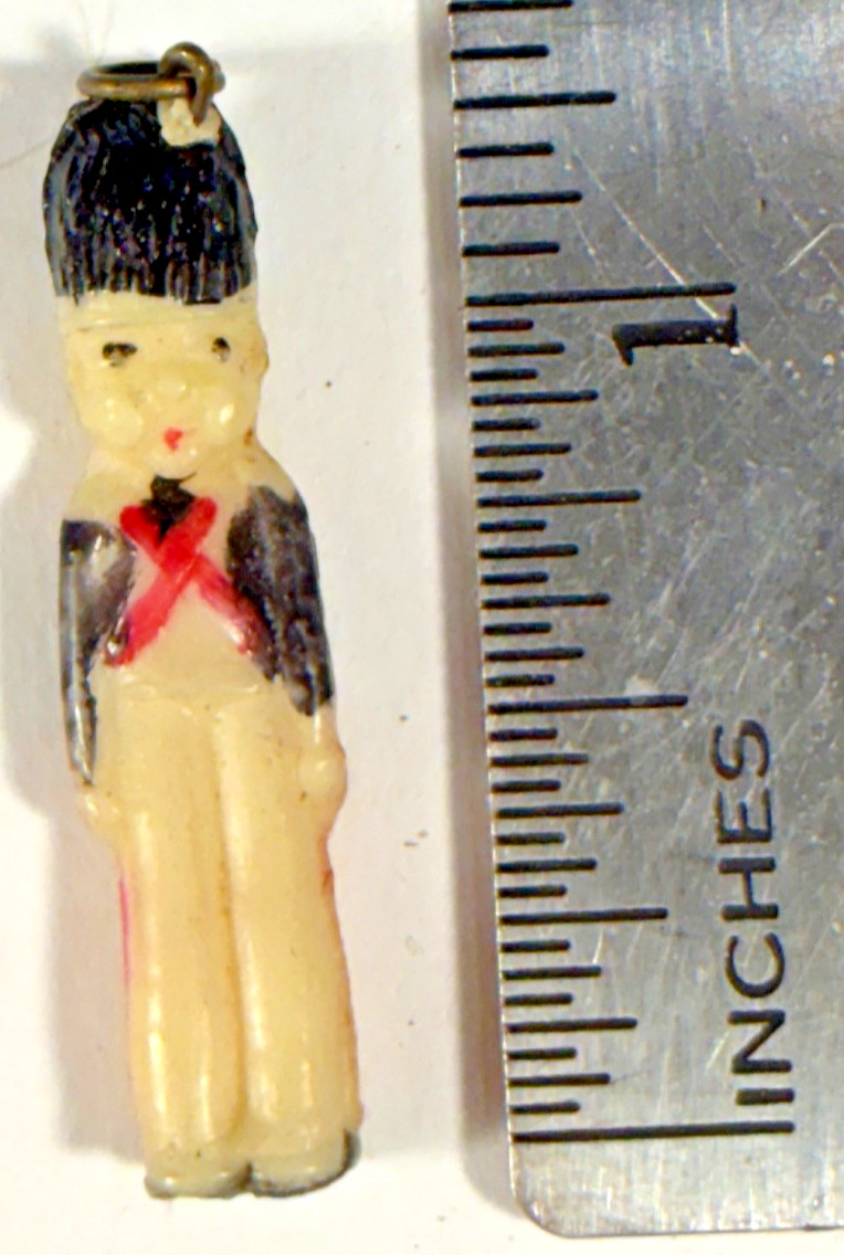 CELLULOID CRACKER JACK CHARM TOY SOLDIER ROYAL GUARD TRUE VINTAGE