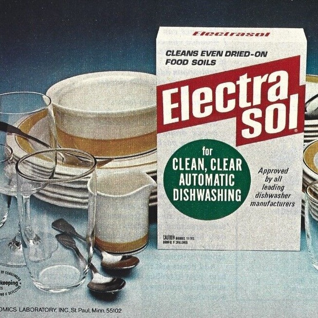 Electra Sol Dishwashing Detergent Print Ad,Electra Sol Magazine Ad,ElectraSol Ad