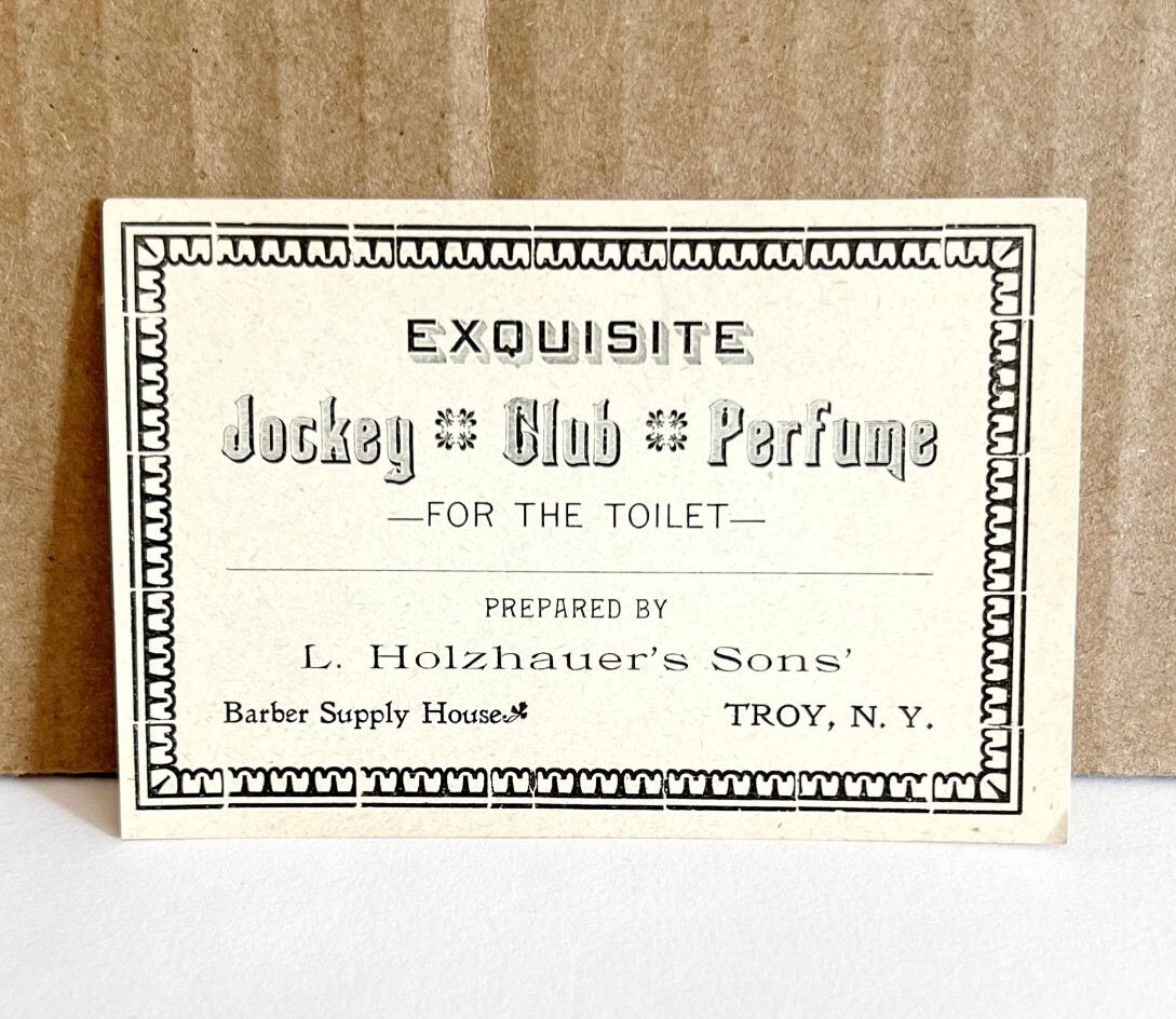 Jockey Club Perfume L. Holzhauer’s Sons Antique Labels 1900s 2.25 x 3 Barber