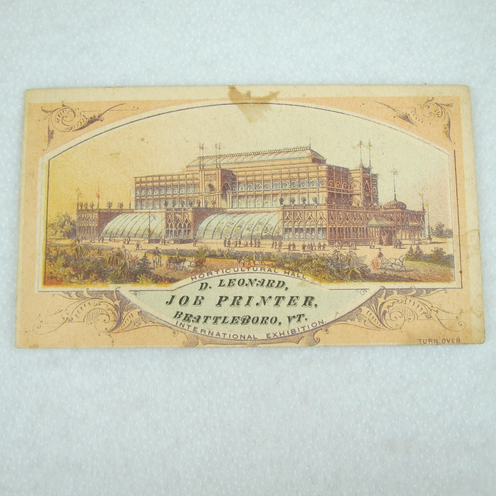 Antique Trade Card 1876 International Exhibition Philadelphia Horticulture Hall