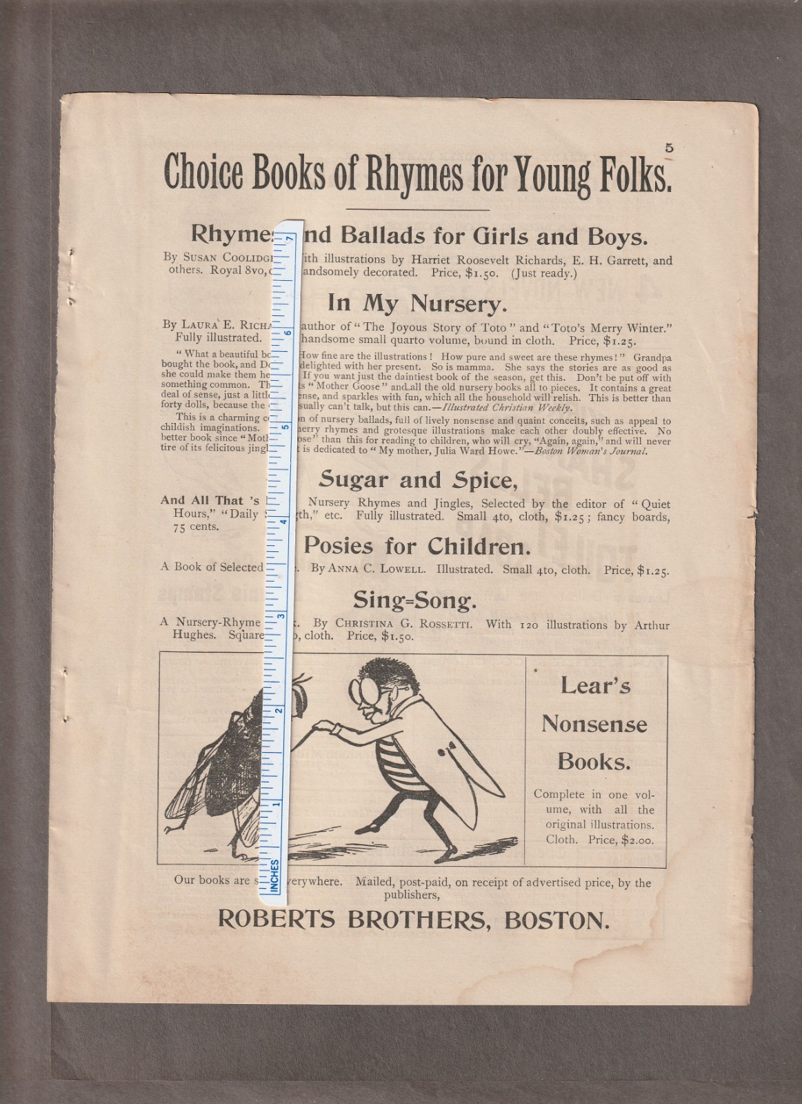 Vintage 1892 Edward LEAR’S NONSENSE BOOKS Magazine AD~Palmer COX BROWNIE STAMPS