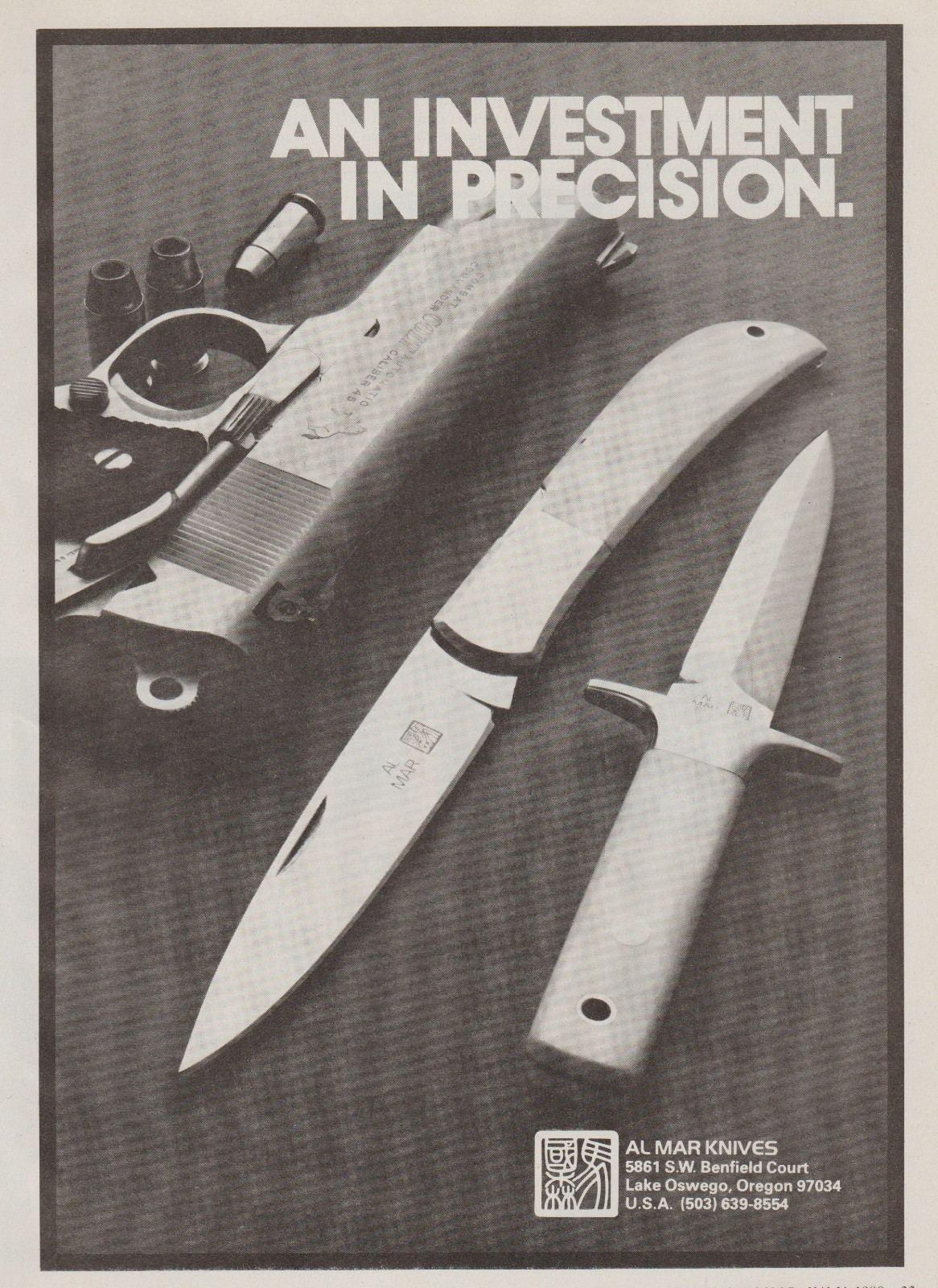 1980 Al Mar Knives – “Precision” – Colt Combat Commander .45 – Print Ad Photo