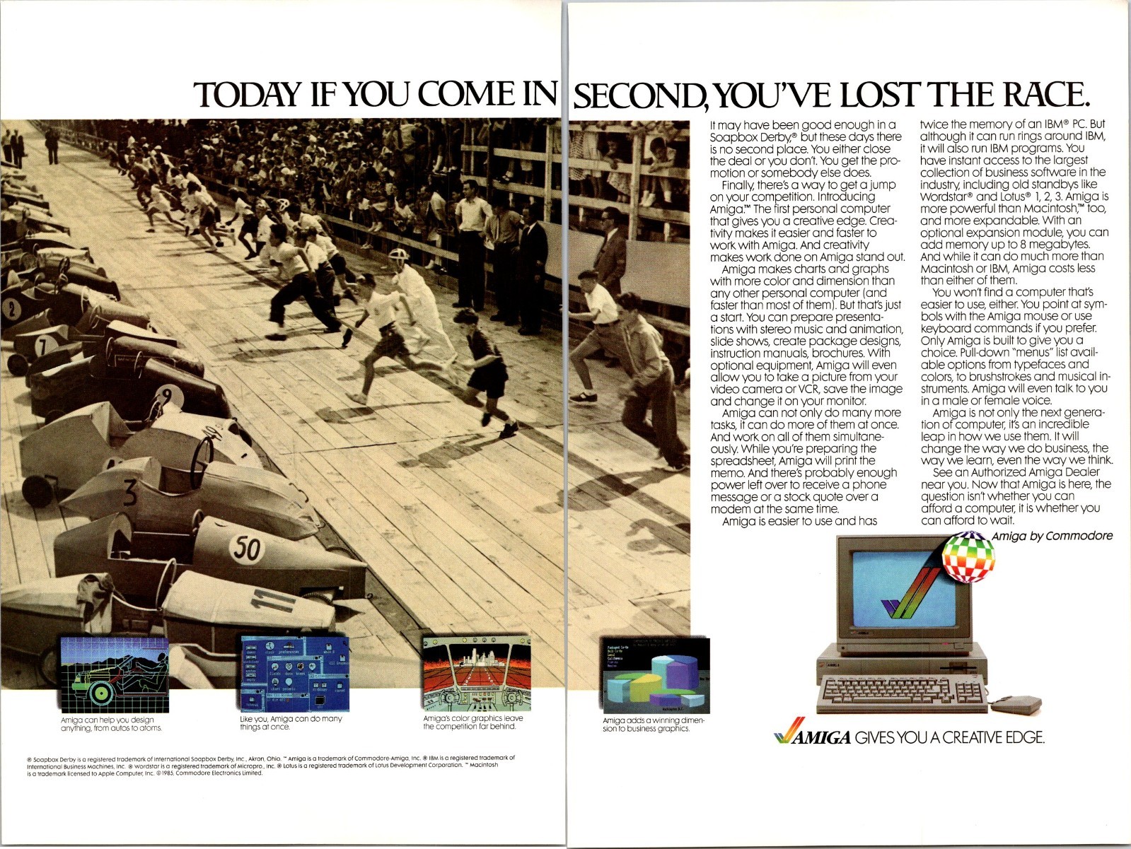 AMIGA by Commodore Gives creative edge Vintage Print Ad 1985