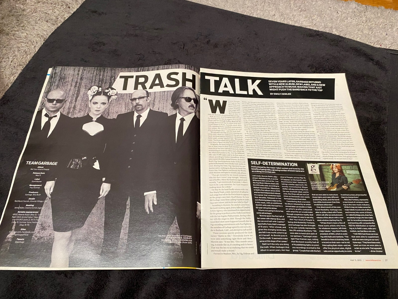 GARBAGE 2012 article Shirley Manson & ROD STEWART sold out Australia shows