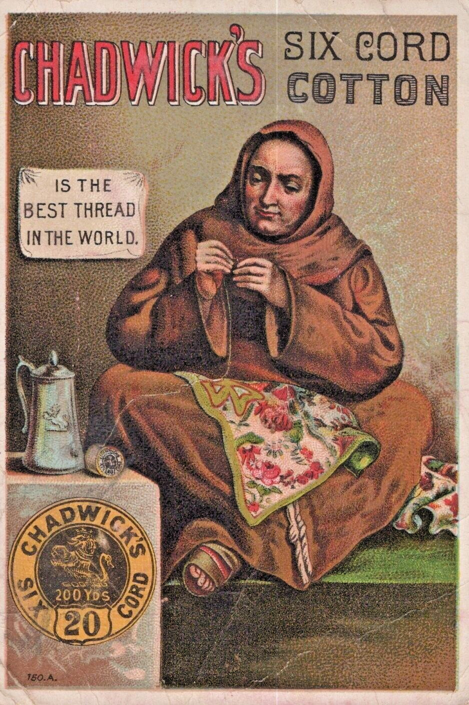 Chadwick’s Six Cord Cotton Antique Victorian Trade Card VTG Advertising A4H