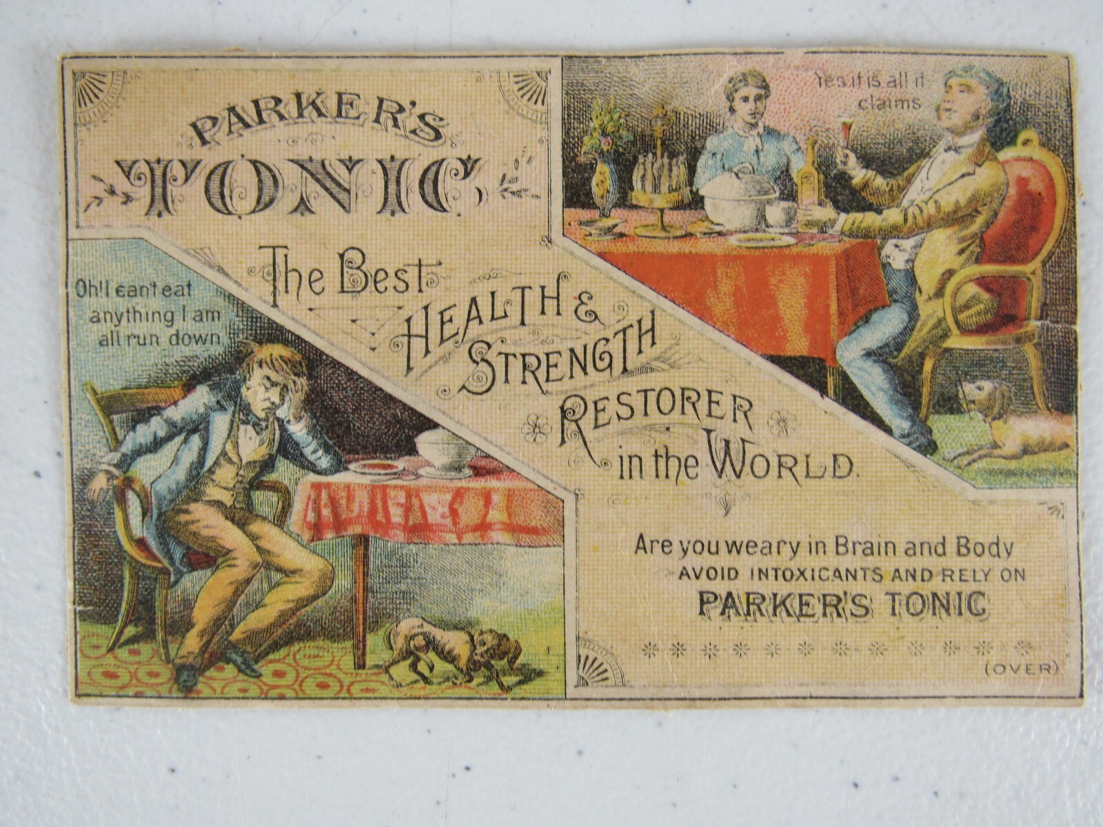 Parkers Tonic Victorian Trade Card Quack Medicine Ad Health Strength Restore PC1