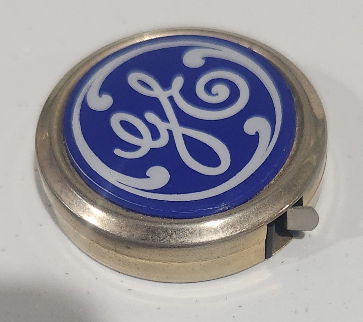 Vintage GE General Electric Pocket Tape Measure HIT Blue Enamel Made In USA 72″