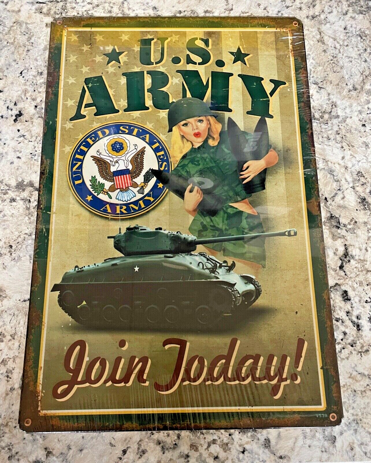 US ARMY JOIN TODAY SHERMAN TANK SIGN 17 X 11 SEALED // FREE SHIP //