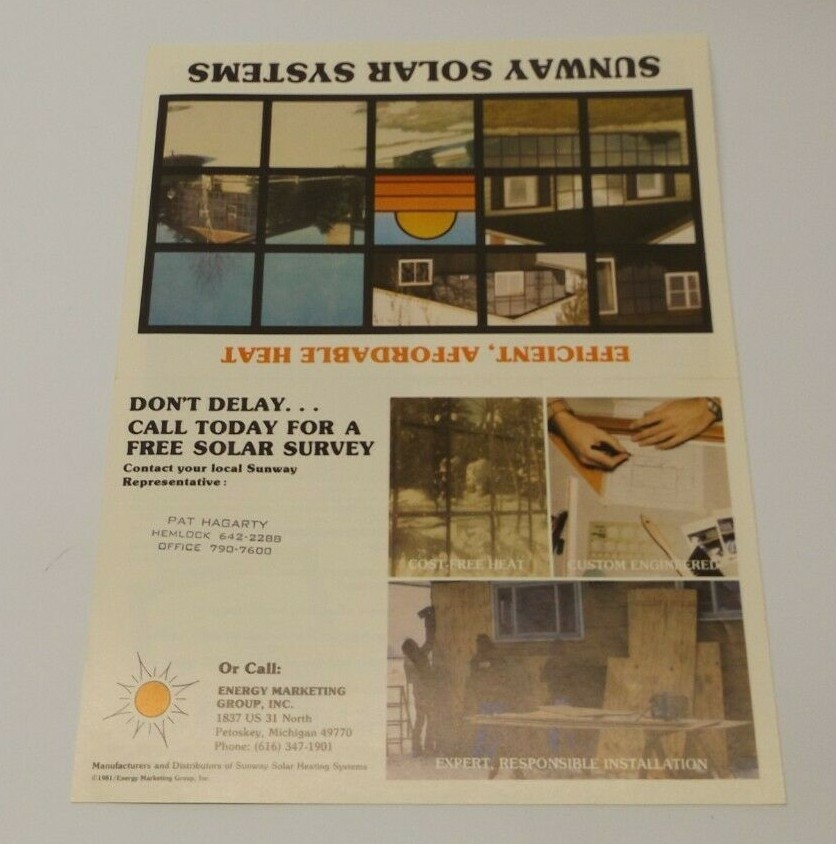 1981 Sunway Solar System Brochure Ad Pamphlet Energy Marketing Group
