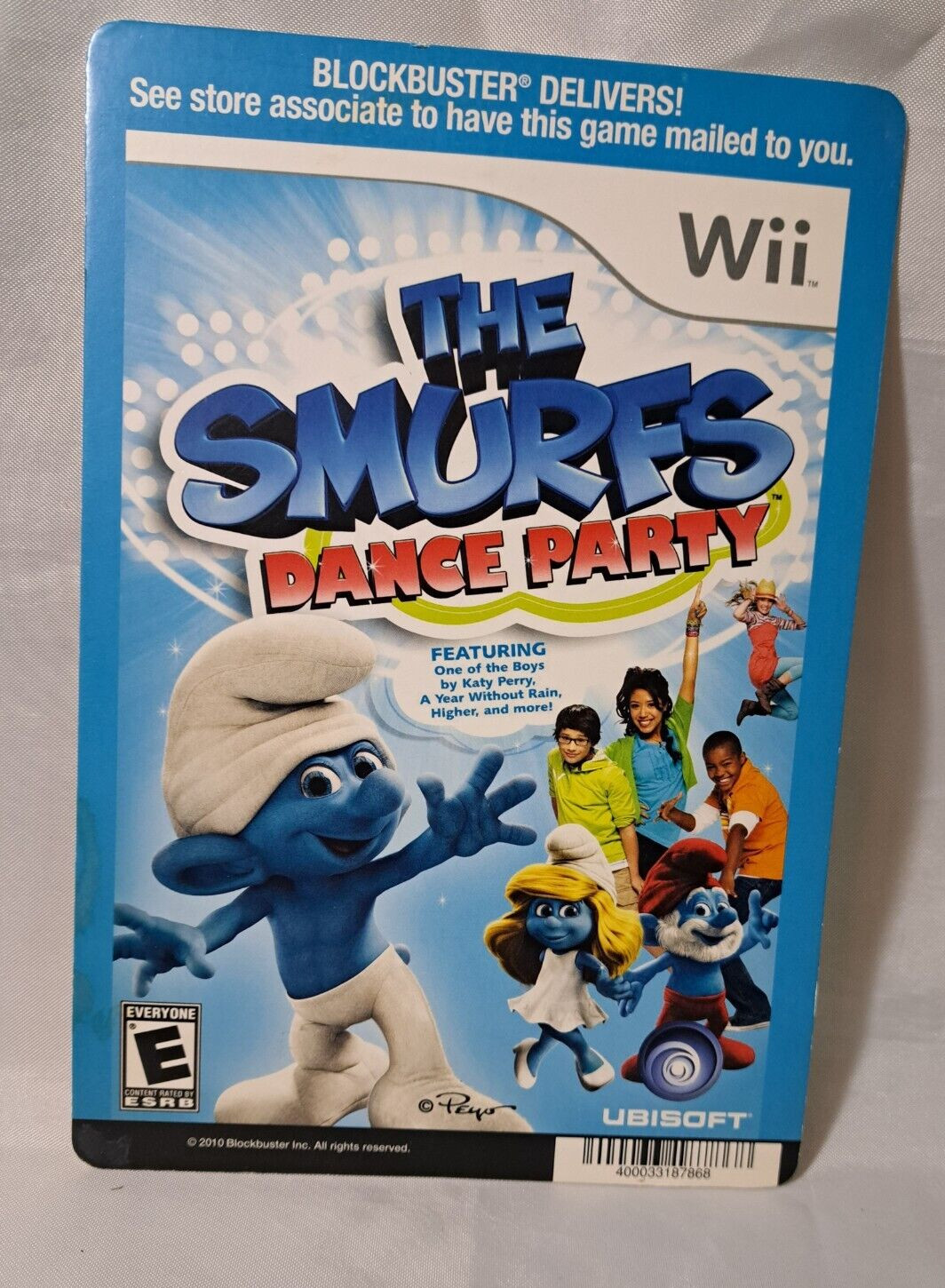 NINTENDO WII The Smurfs Dance Party BLOCKBUSTER VIDEO BACKER CARD -NO GAME