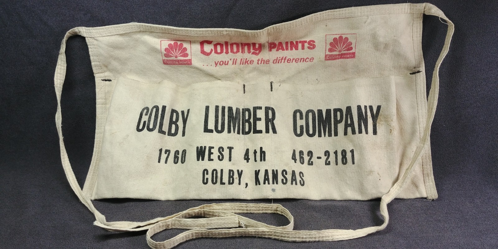 Original Canvas Waist Apron Nail Hardware Work Kansas Colby Lumber Colony Paints