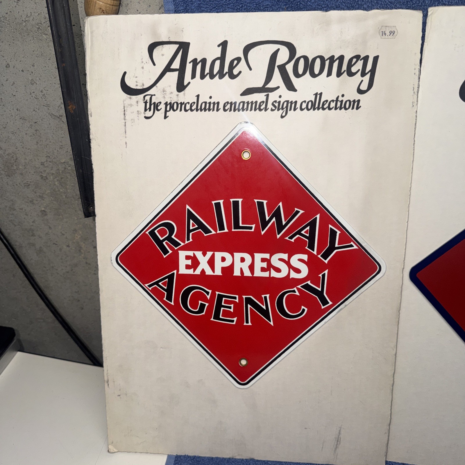 THREE NEW 1980’S ANDE ROONEY PORCELAIN SIGNS PEPSI, WELLS FARGO RAILWAY EXPRESS