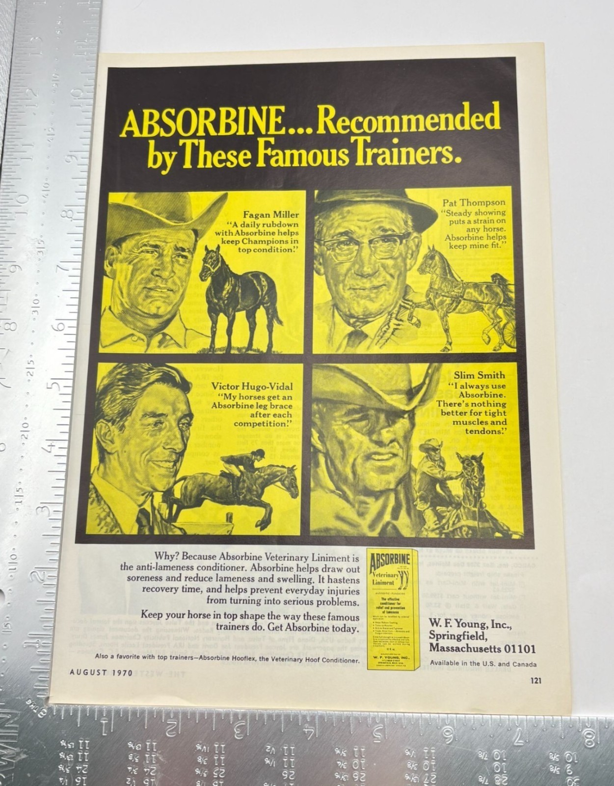 Vintage Print Ad 1970s Absorbine Liniment Famous Trainers Rodeo Highlights