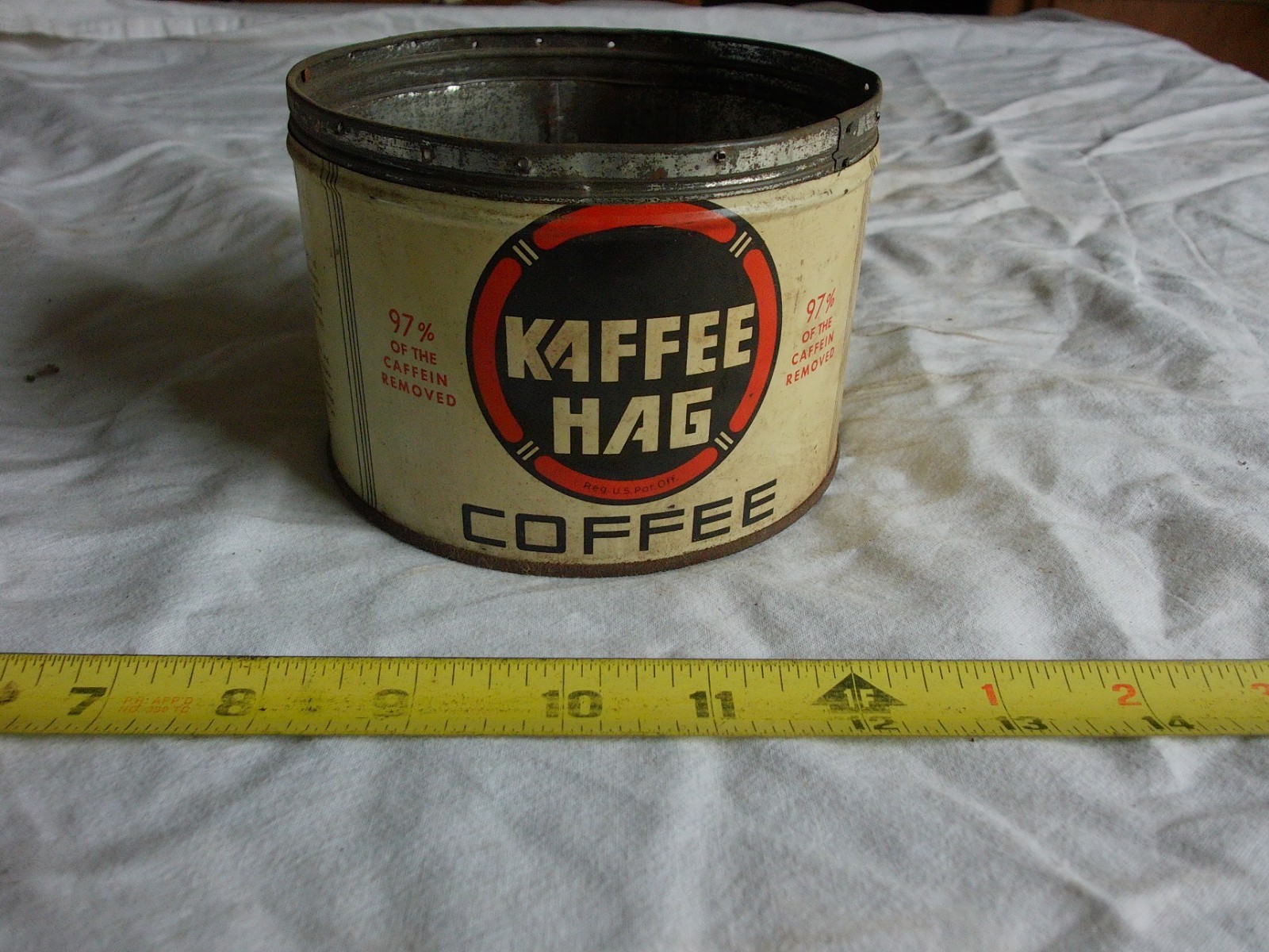 Vintage Empty 1 lb Size Kaffee Hag Coffee Tin can No Top Lot 26-21-A