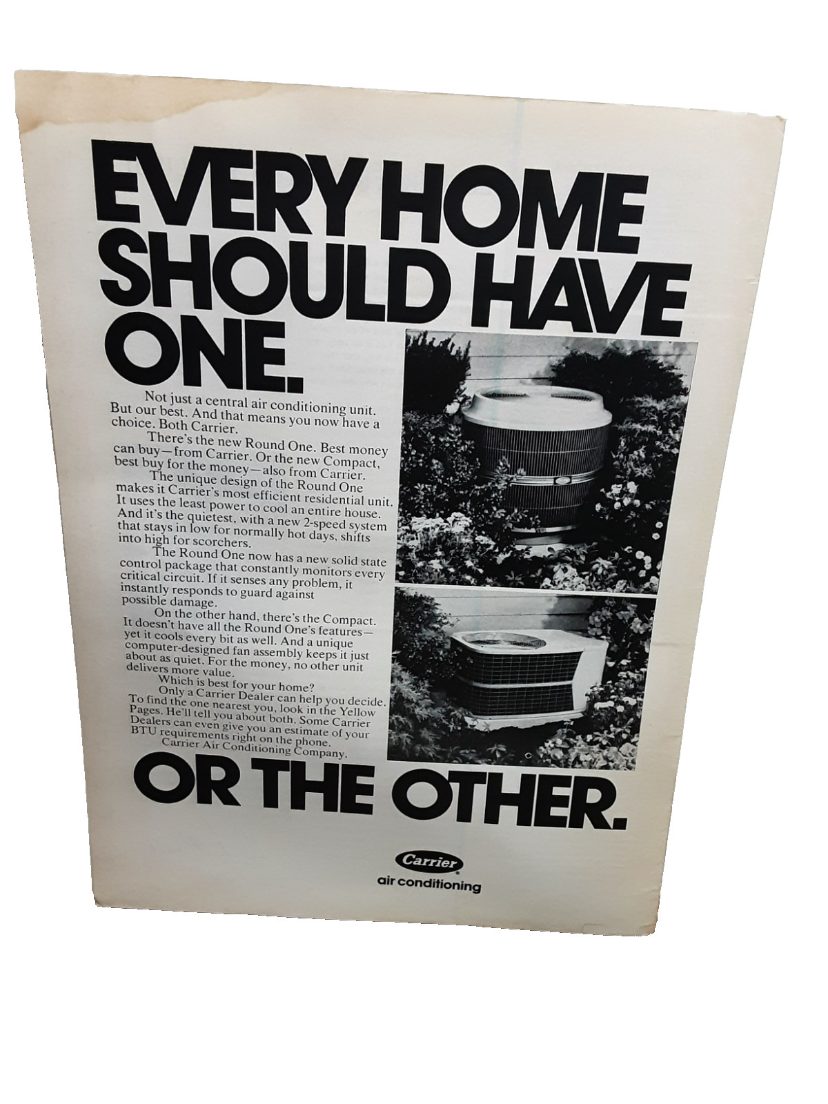 1972 Carrier Air Conditioning One Or The Other Print Ad