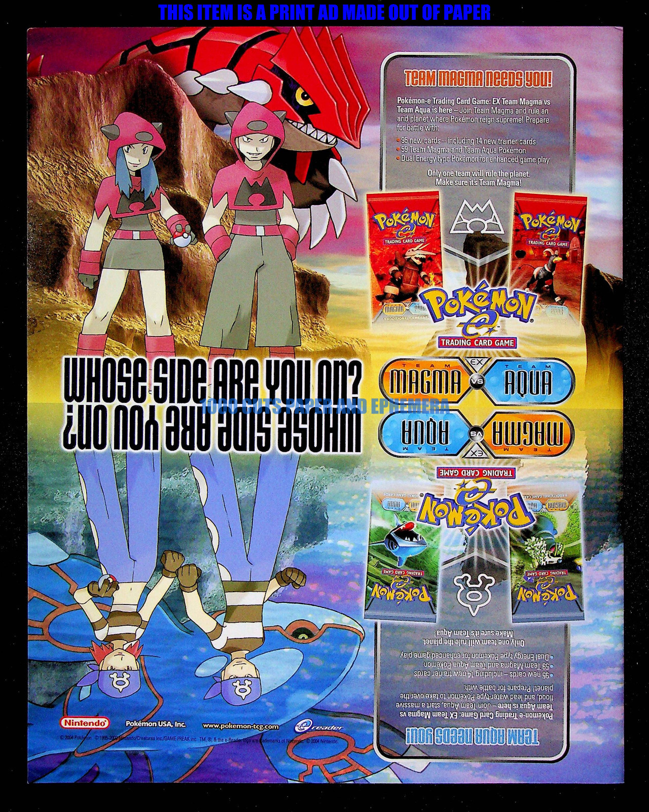 Pokemon Team Aqua Magma TCG Cards Game Freak 2004 Print Magazine Ad Poster