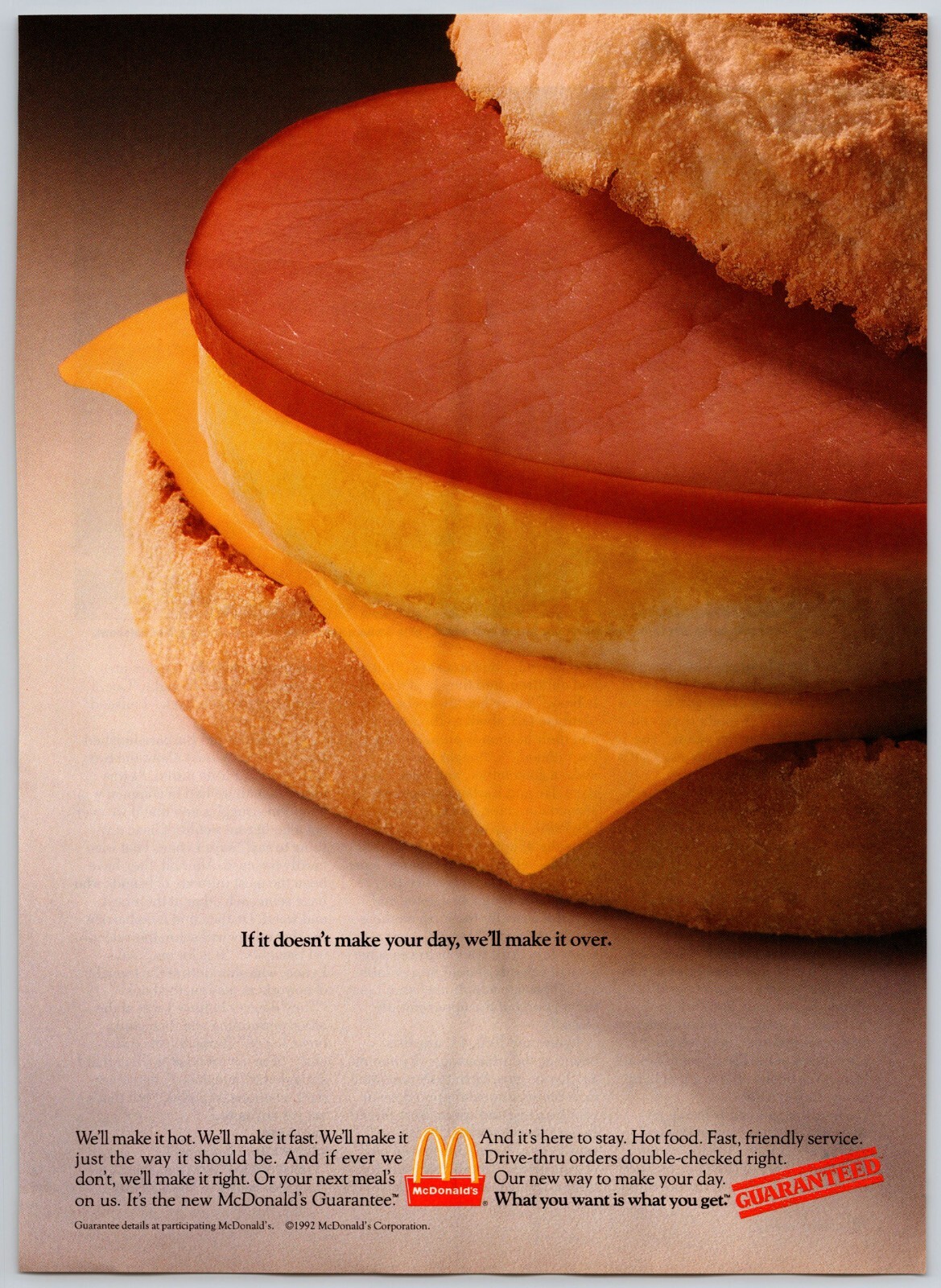 McDonalds Fast Food Print Ad 1992 Advertising Advertisement Vintage