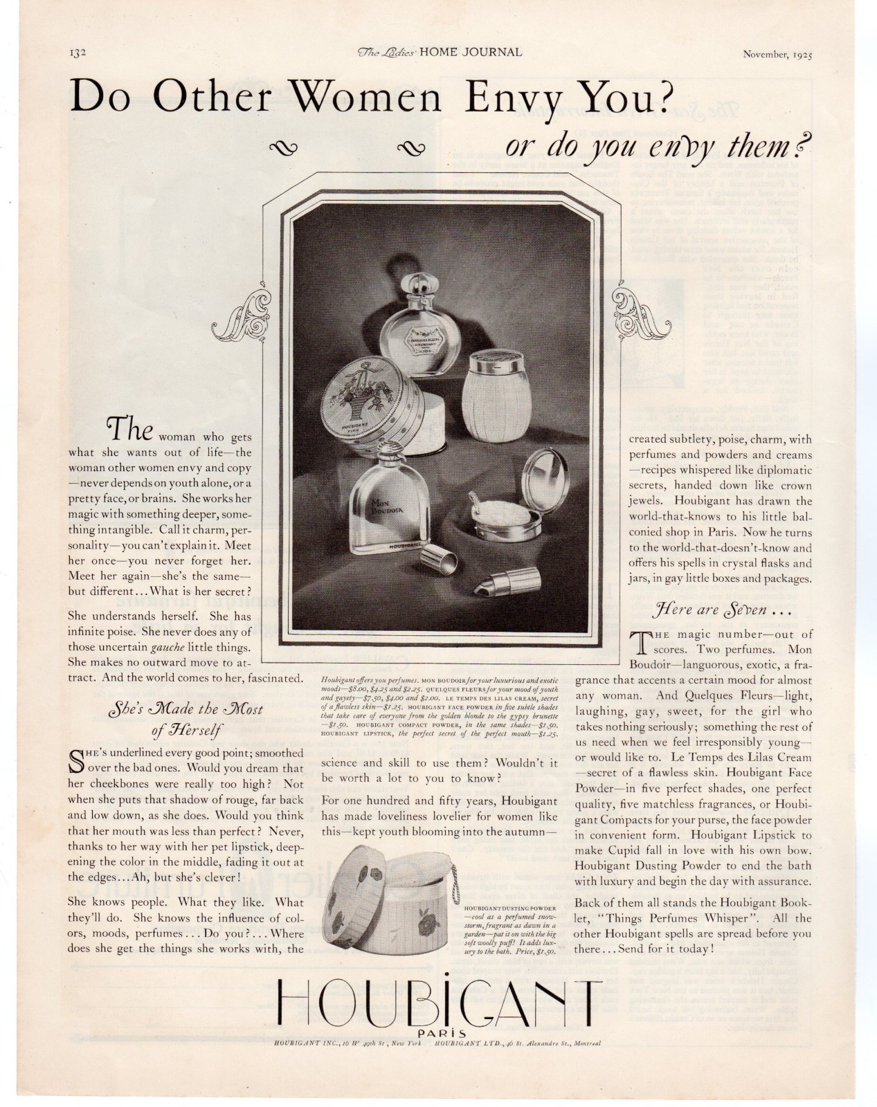 1925 Houbigant Paris Perfume Fragrance Art Deco Era Beauty Vanity Fashion ad