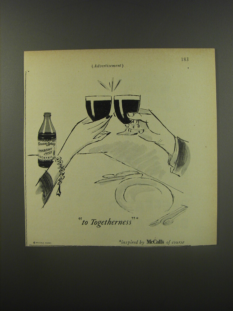1956 McCall’s Magazine Ad – Ocean Spray Cranberry Juice Cocktail to Togetherness